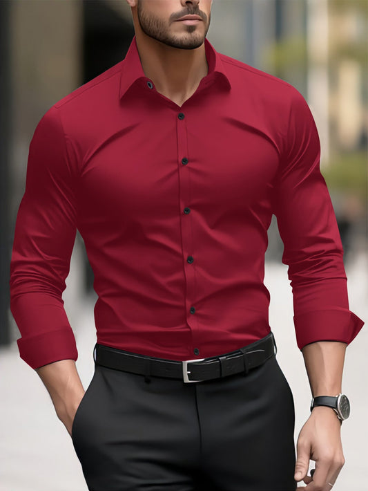 Herren Slim-Fit Langarmhemd Moderner Schnitt Elegantes Design - Norvielle