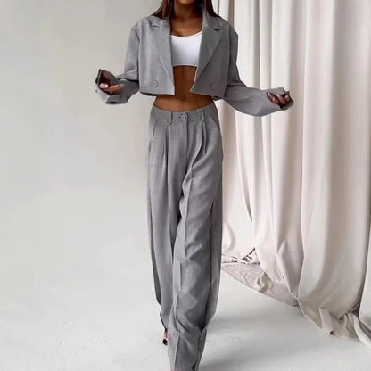 Damen Oversized Blazer-Ensemble mit hoch taillierten Hosen Norvielle