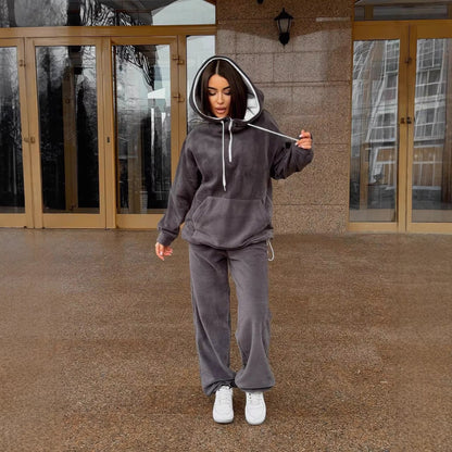 Damen Fleece-Jogginganzug Hochkragen Kordelzug Norvielle