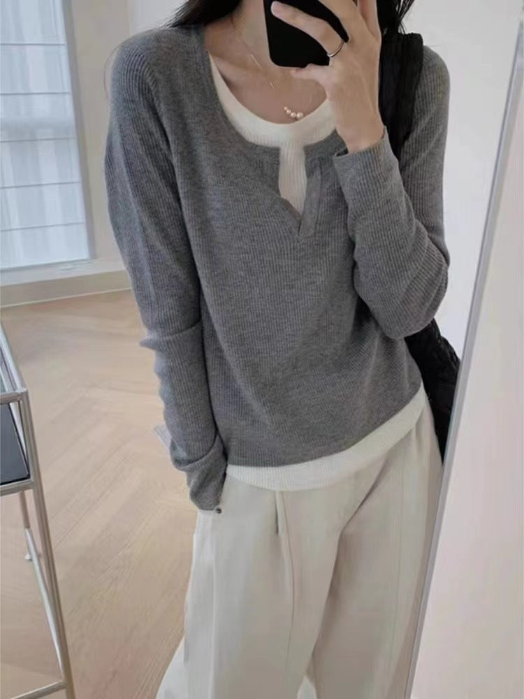 Damen Feinstrickpullover V-Ausschnitt Raglanärmel Norvielle