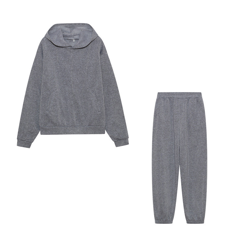 Damen Sportliches Hoodie Jogginghose Set Baumwolle