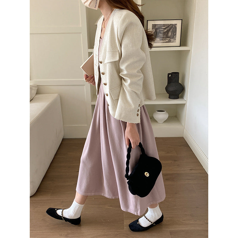 Damen Jacke Strukturiertes Design Doppelter Knopf Norvielle