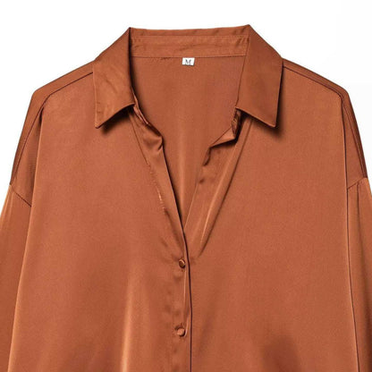 Damen Satinbluse mit Federverzierungen Elegant