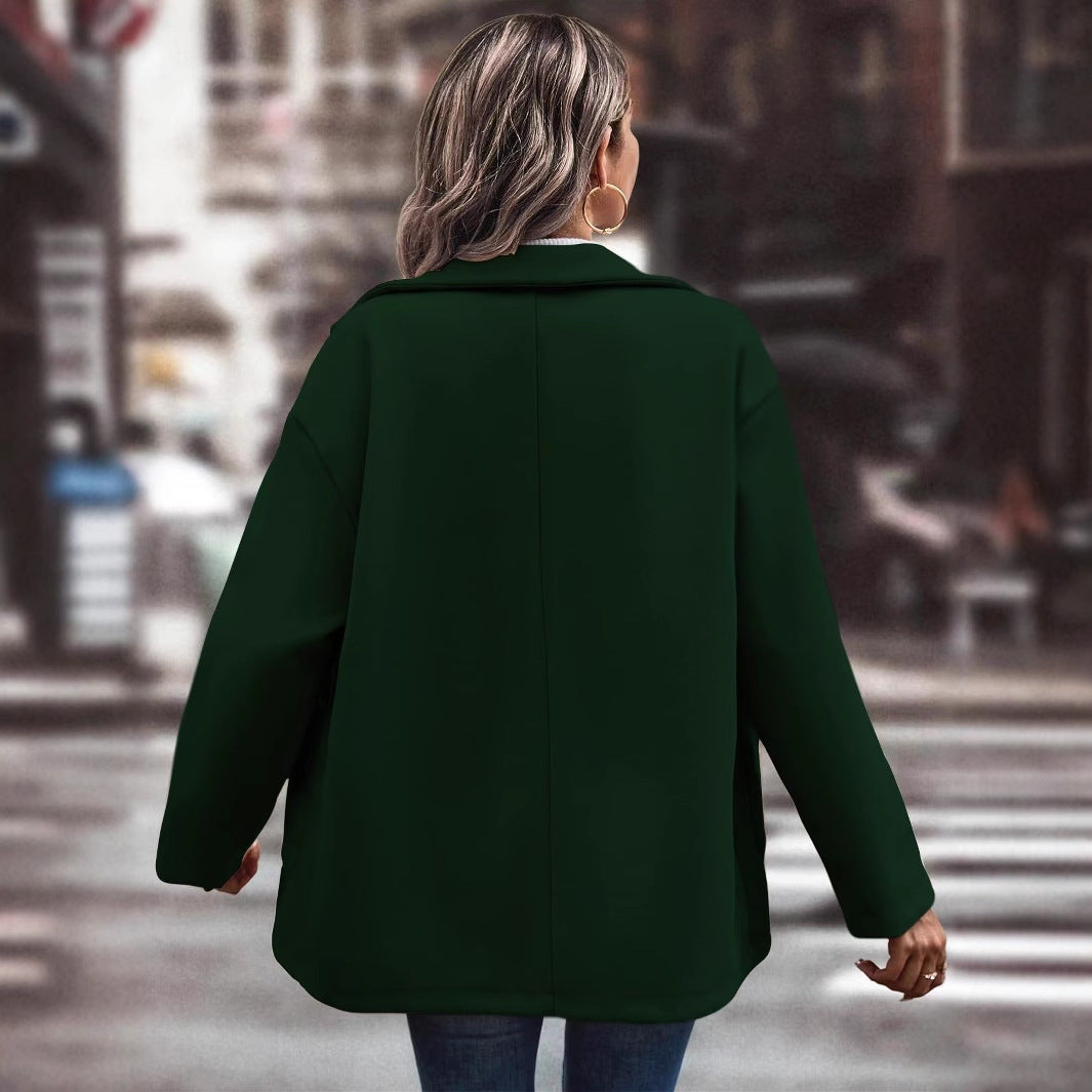 Damen Oversized-Jacke Knopfdetails Taschen Norvielle