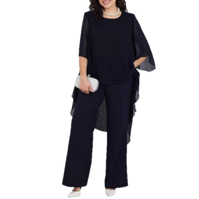 Damen Tunika mit Überlagerung und Eleganten Pants
