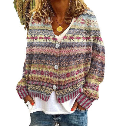 Damen Kurzstrickjacke Verspielt Muster Elegante Knöpfe Norvielle