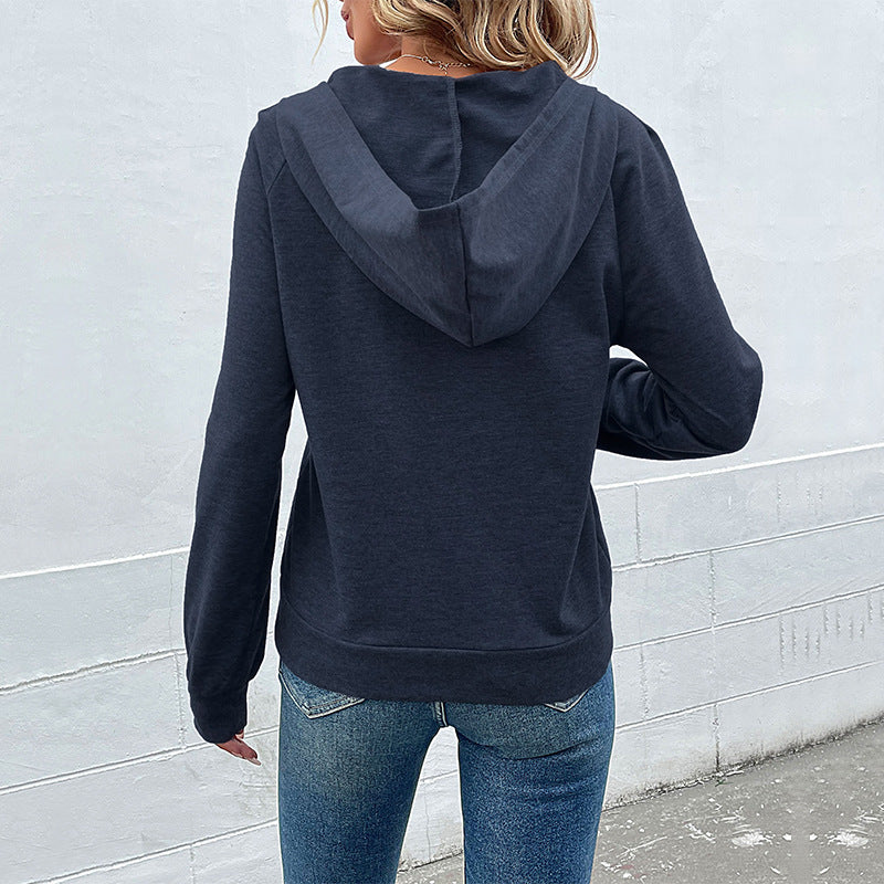 Damen Kapuzenpullover Lässig Knopfdetails Modern Norvielle