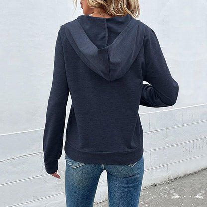Damen Kapuzenpullover Lässig Knopfdetails Modern Norvielle