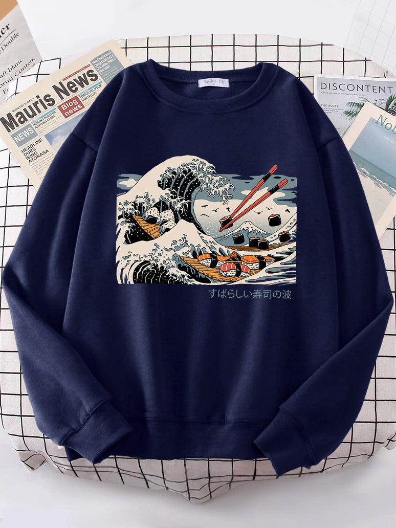 Damen Sweatshirt Wellen-Design Gemütlich Norvielle