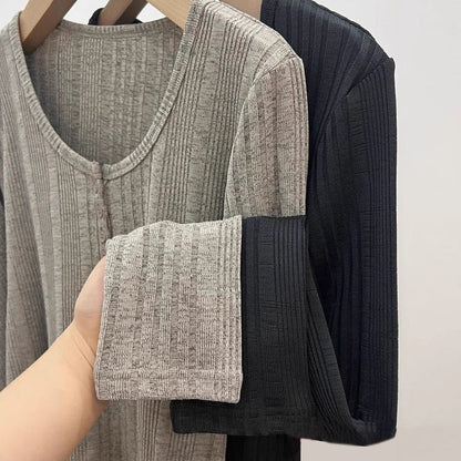 Damen Langarm-Pullover Figurbetont Mit Knöpfen Norvielle