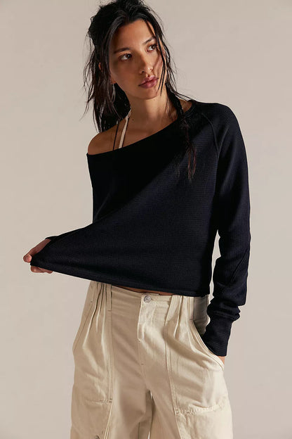 Damen Off-Shoulder Sweatshirt Norvielle Lässig
