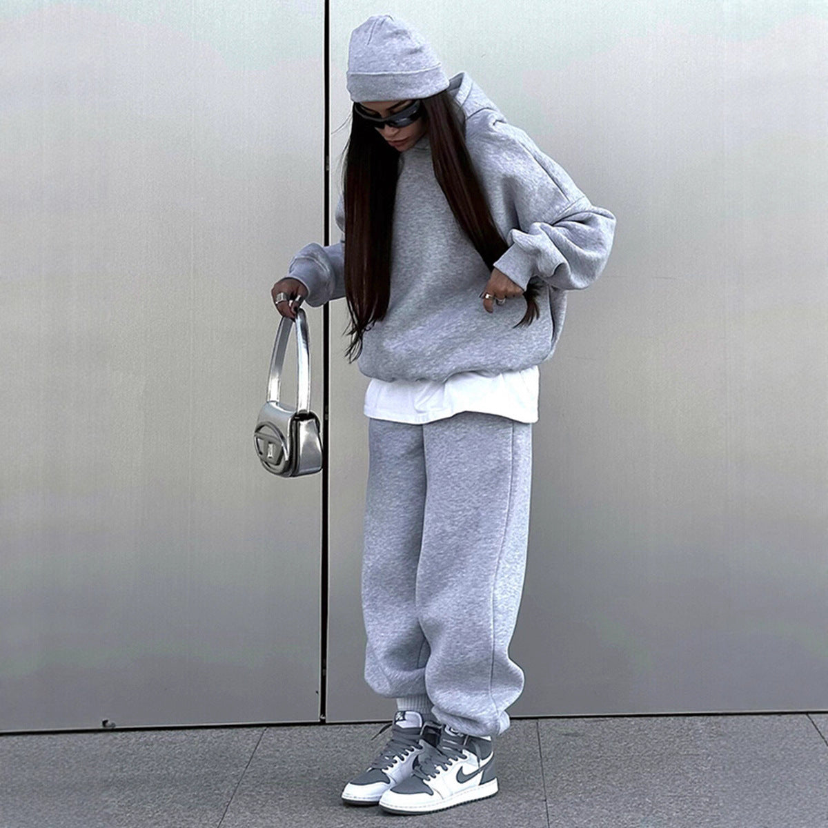 Damen Freizeitanzug Sweat Hochwertig Schwarz - Norvielle