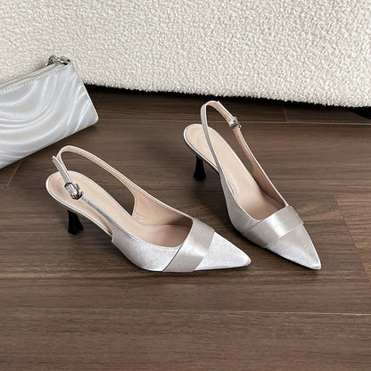 Damen Sling-Pumps Satin Elegantes Design Höherer Absatz