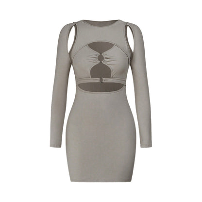 Damen Minikleid Asymmetrisch Cut-Out Ringdetails