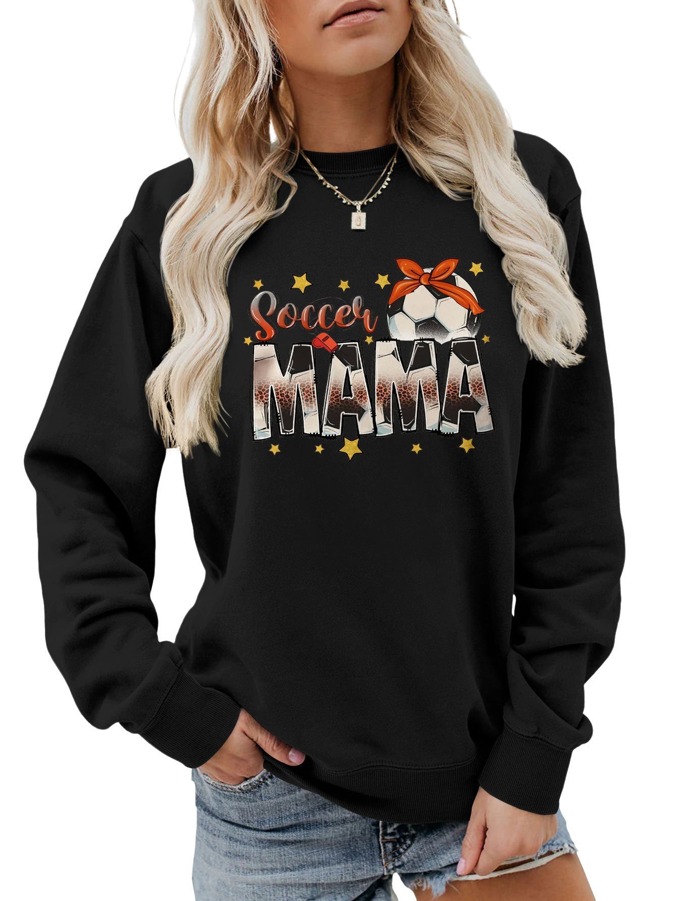 Damen Sweatshirt Soccer Mama Aufdruck Bequem Norvielle