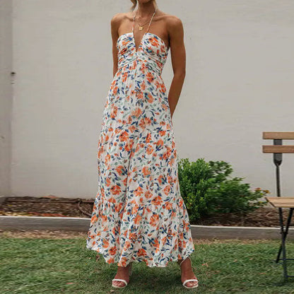 Damen Maxikleid V-Ausschnitt Raffung Norvielle
