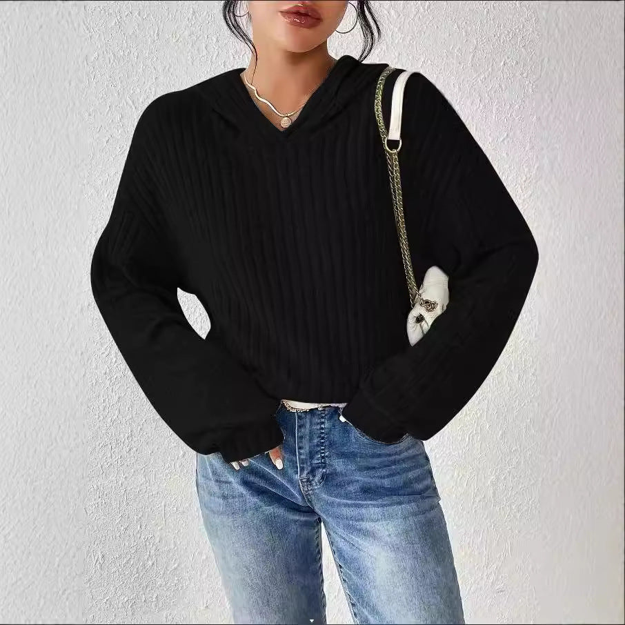 Damen Grobstrickpullover V-Ausschnitt Lässige Ärmel Norvielle