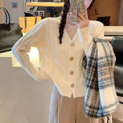 Damen Grobstrickjacke Weiches Material Beige