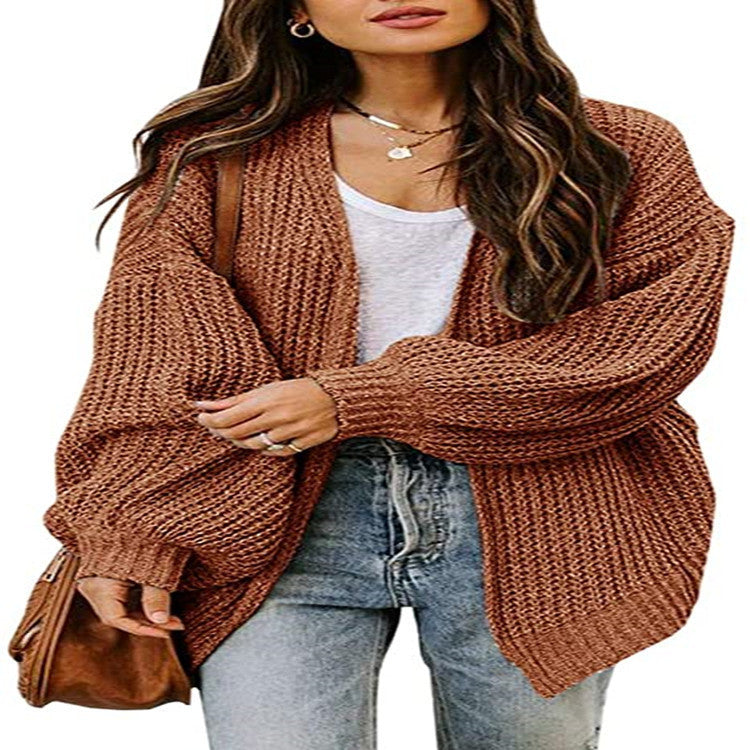Damen Grobstrick-Pullover Voluminöse Ärmel Lässiger Schnitt