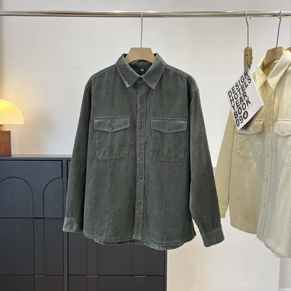 Damen Kordhemdjacke Lässig Brusttaschen Norvielle