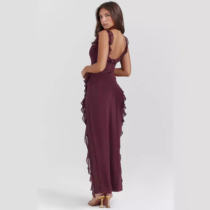 Damen Asymmetrisches Kleid mit Rüschendetails und floralem Muster