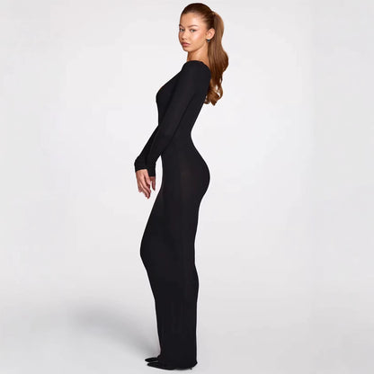 Damen Maxikleid Figurbetont V-Ausschnitt Spitzenakzente Norvielle