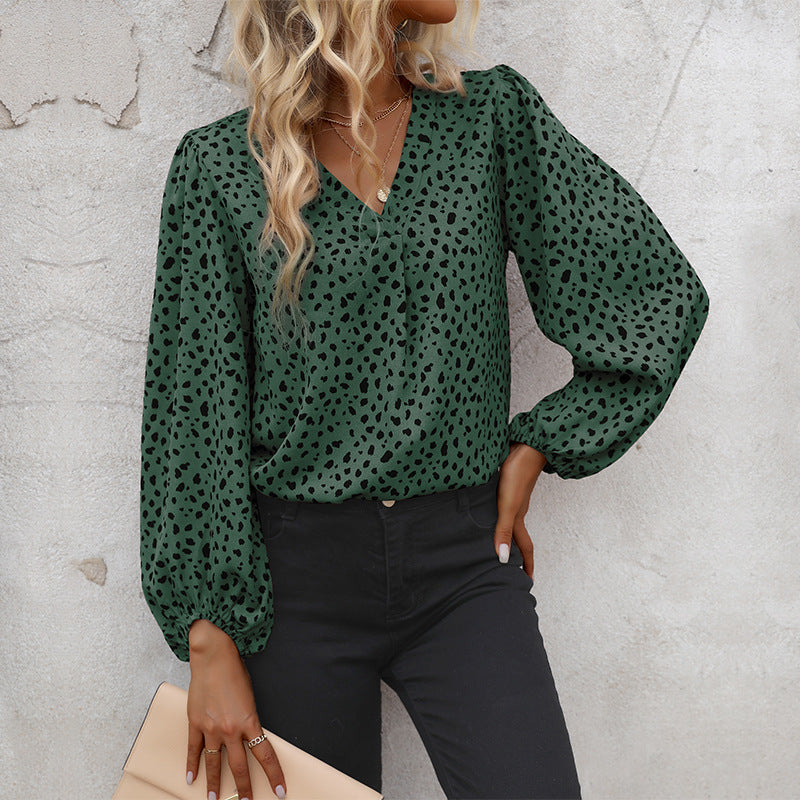 Damen Bluse Puffärmel Grafisches Muster Norvielle