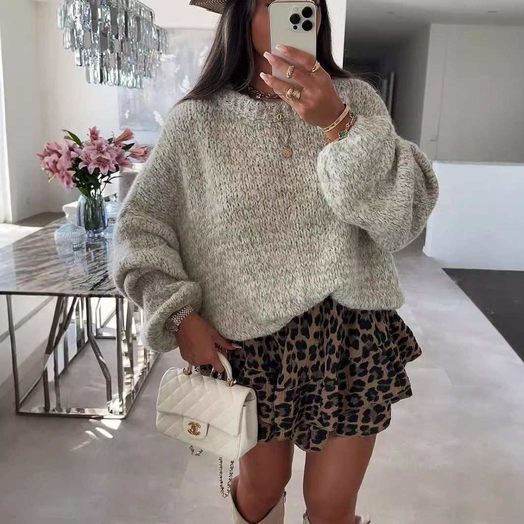 Damen Strickpullover Voluminöse Ärmel Norvielle