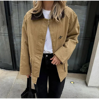 Damen Baumwolljacke Modisch Abnehmbarer Kragen Norvielle