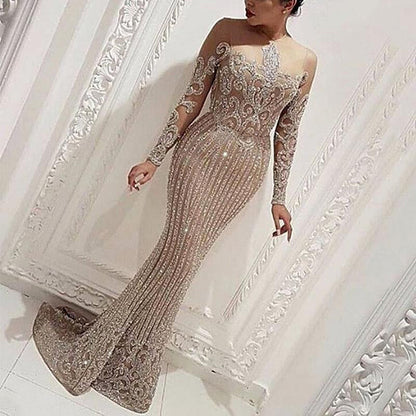 Damen Pailletten-Kleid Langärmlig Eng anliegend Norvielle