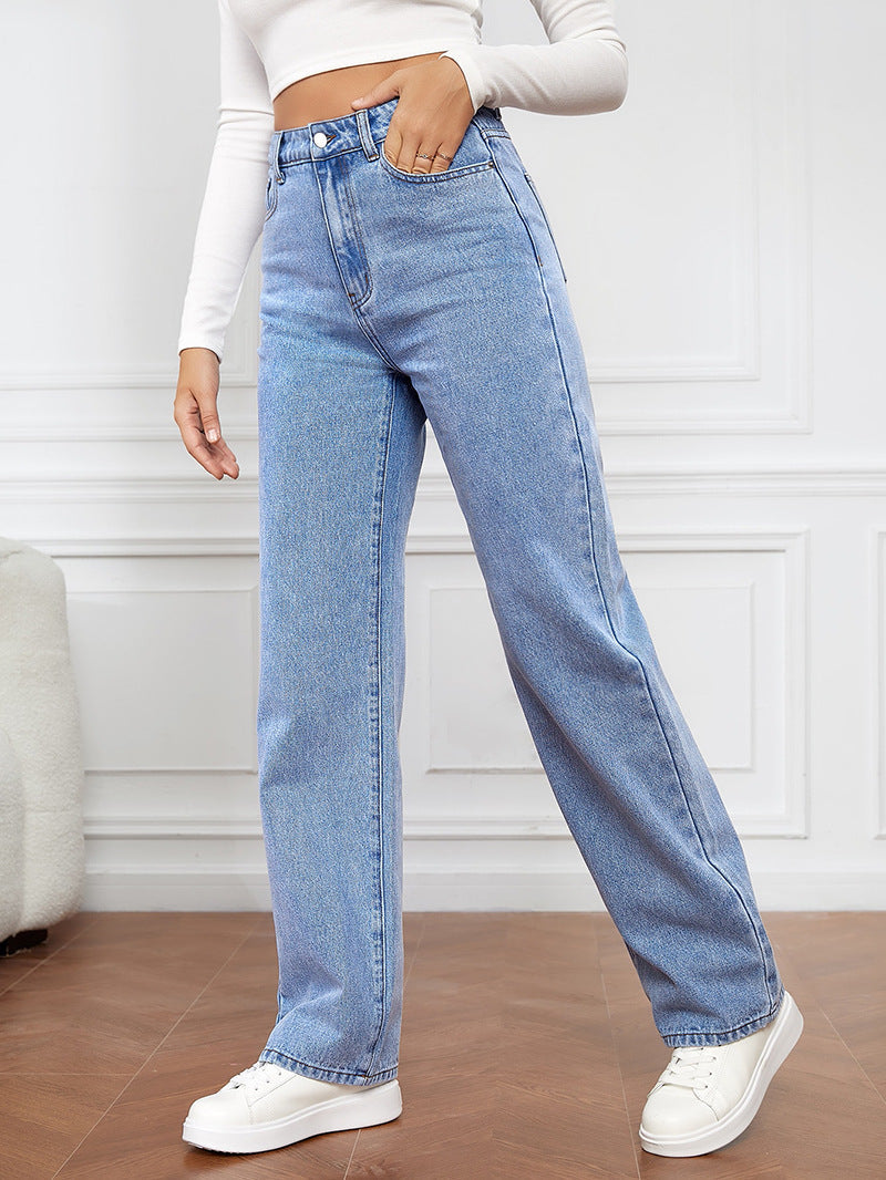 Damen High-Waist Jeans Weit Norvielle