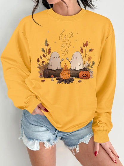 Damen Sweatshirt Gruselmotiv Bequem Norvielle