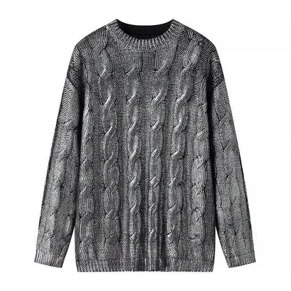 Damen Pullover Strukturiertes Zopfmuster Rundhalsausschnitt - Norvielle