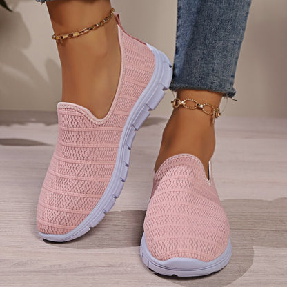 Damen Slip-On Sneakers Atmungsaktives Obermaterial Flexibler Sohle