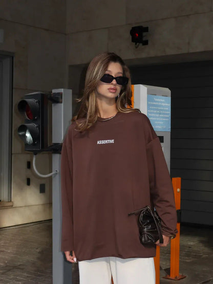 Damen Oversize Sweatshirt mit Druck Norvielle Grau