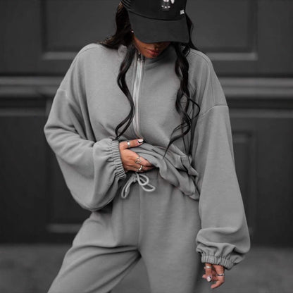 Damen Sweat-Anzug Elastisch Hochkragen Norvielle