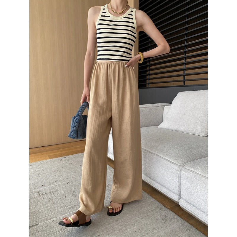 Damen Jumpsuit Breites Bein Feiner Stoff
