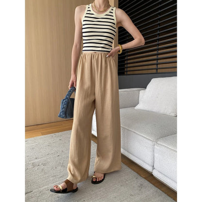 Damen Jumpsuit Breites Bein Feiner Stoff