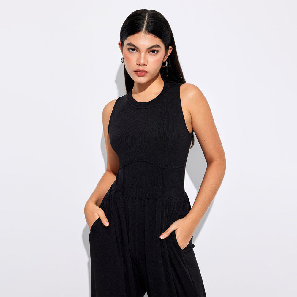 Damen Jumpsuit Hochbund Mit Seitentaschen Norvielle