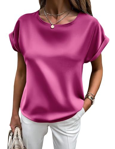 Damen Satin T-Shirt Umschlag Ärmel Schwarz - Norvielle