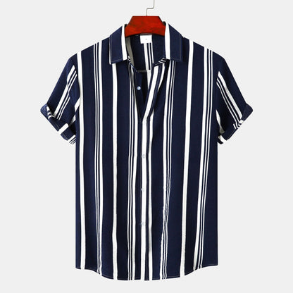 Norvielle Herren Hemd Gestreift Baumwolle Lockeres Design Weiss