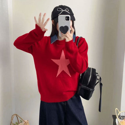 Damen Pullover mit Sternenapplikation Norvielle