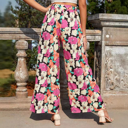 Damen Palazzo-Hose Bunt Blumenmuster Elastisch Norvielle