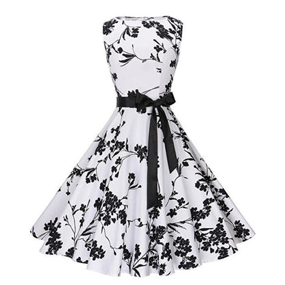 Damen Vintage Swingkleid Floralmuster Tailliert