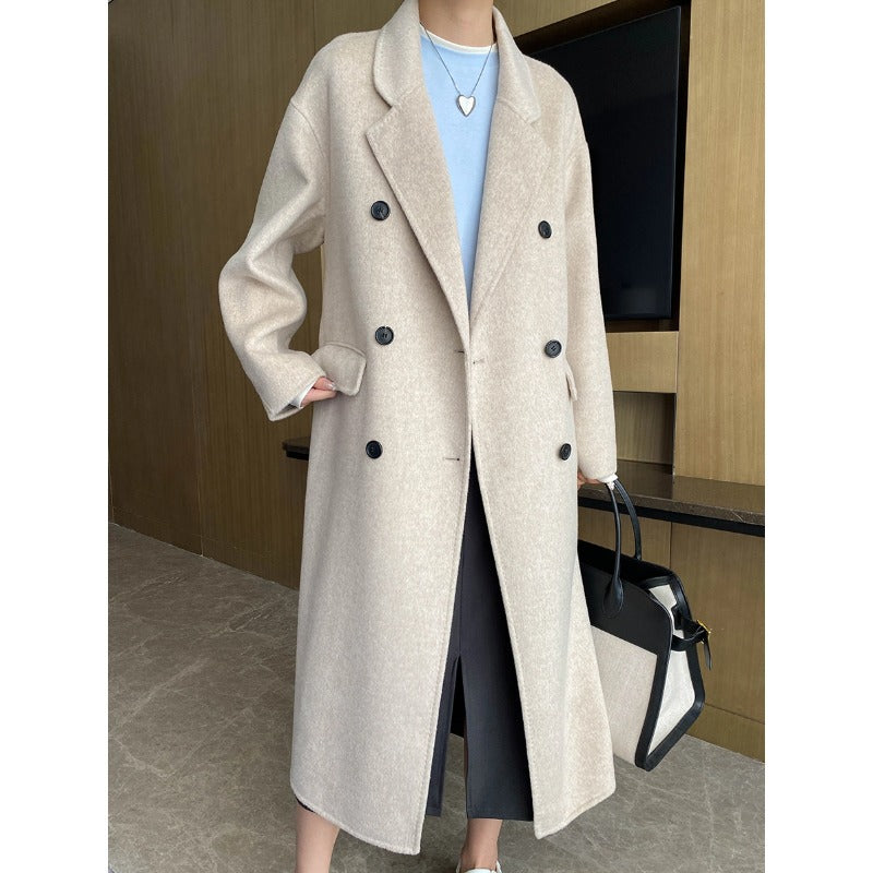 Damen Wollmantel Doppelreihig Oversized Schwarz Norvielle - Norvielle