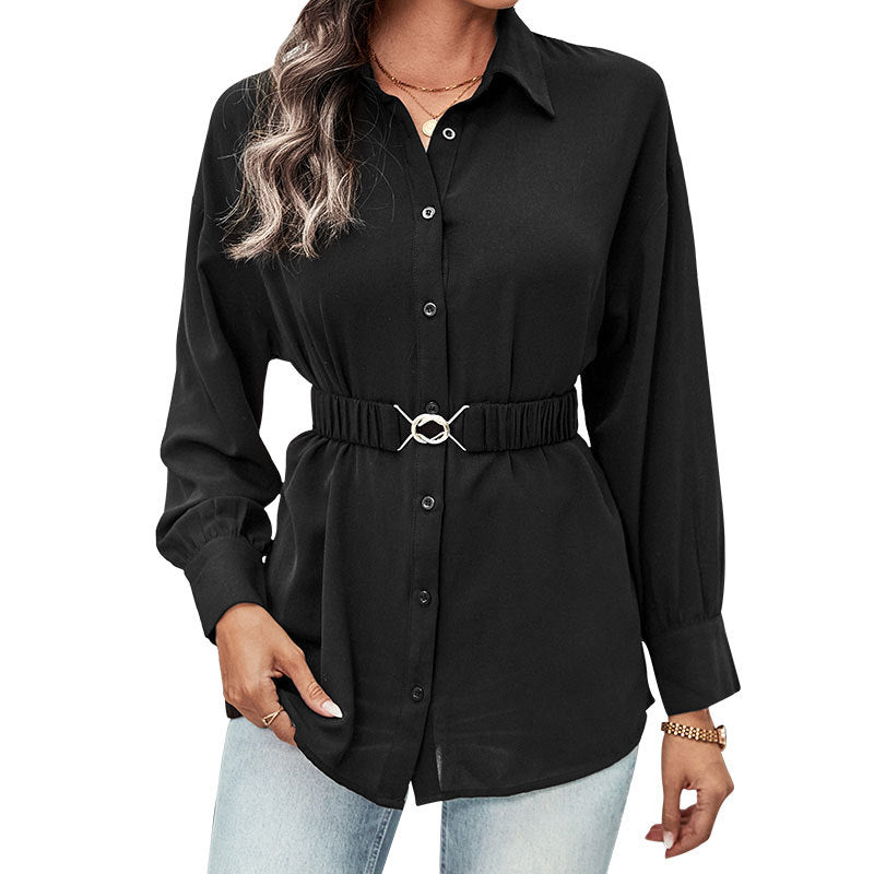 Damen Hemdbluse Elastischer Taillengürtel Norvielle