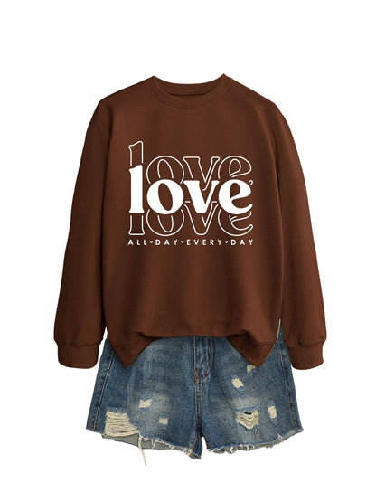 Damen Sweatshirt Voluminöse Ärmel Moderner Love-Print Norvielle