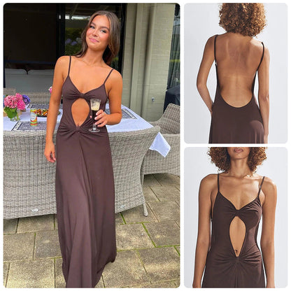 Damen Maxikleid mit Cut-Out-Design Weich Schwarz - Norvielle