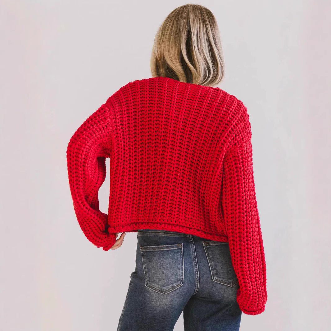 Damen Strickjacke Kuschelig Goldene Knöpfe Norvielle