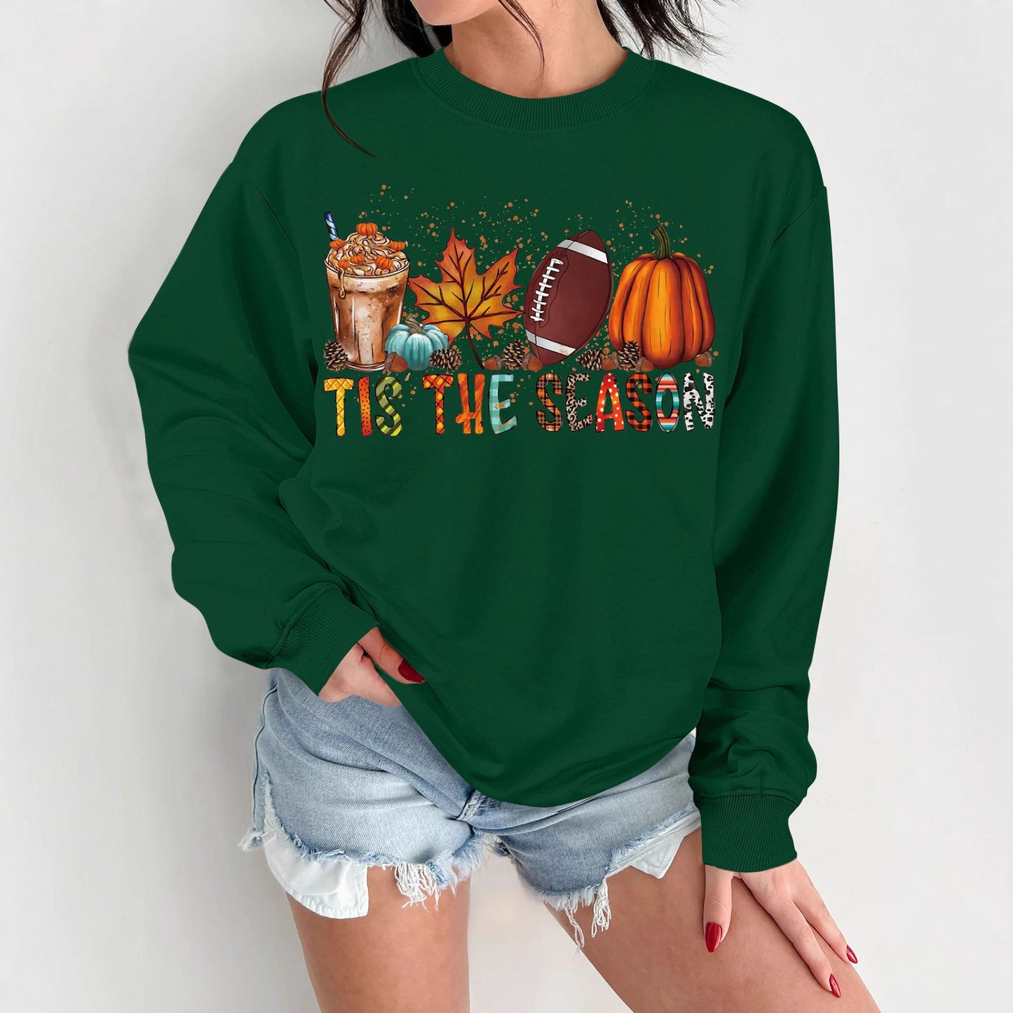 Damen Sweatshirt Herbstlich Motiv Lässiger Schnitt Norvielle - Norvielle